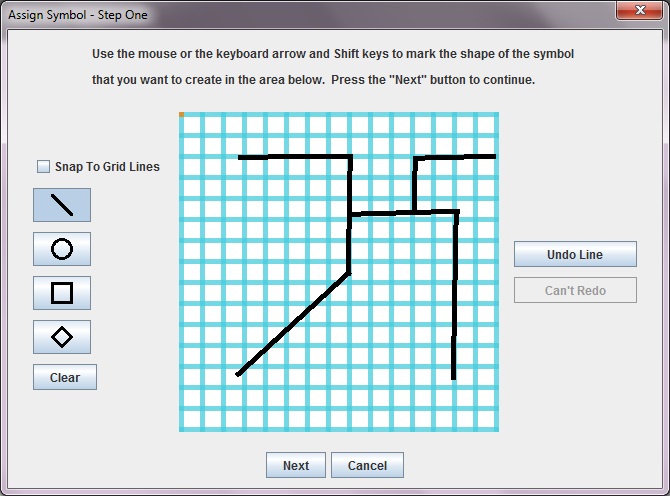 Draw the basic shape of the desired symbol on the Symbol Creation Grid